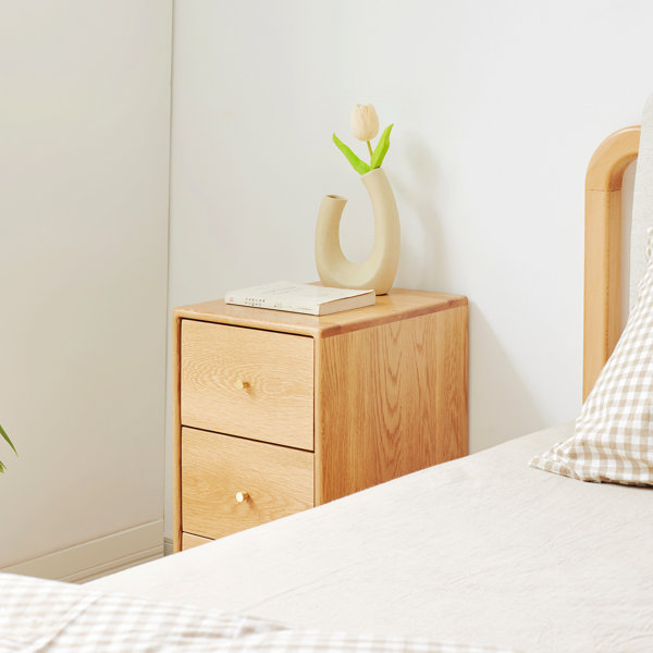 Solid Oak Bedside Table Storage Cabinet for Living Room - Free-Standing Corner Cabinets Storage Table main image 1